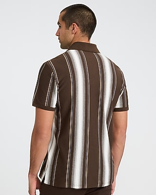 Vertical Striped Luxe Pique Polo