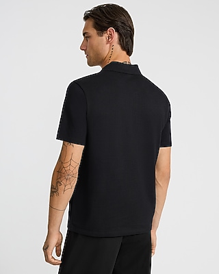 Textured Cotton-Blend Quarter Zip Polo - image 2