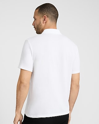 Textured Cotton-Blend Quarter Zip Polo