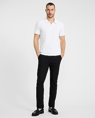Textured Cotton-Blend Quarter Zip Polo