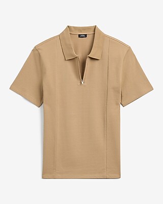 Textured Cotton-Blend Quarter Zip Polo - image 5