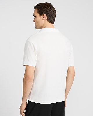 Classic Fit Textured Diamond Jacquard Johnny Collar Short Sleeve Polo