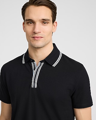 Tipped Contrast Collar Luxe Pique Polo