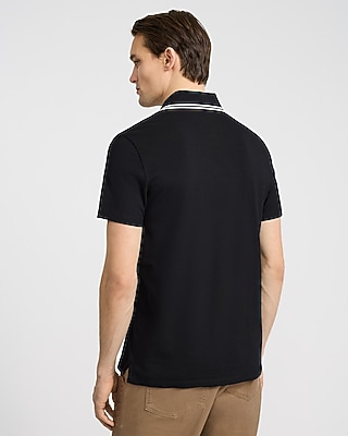 Tipped Contrast Collar Luxe Pique Polo