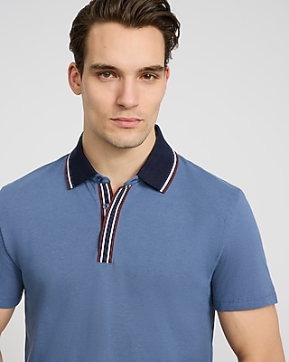 Tipped Contrast Collar Luxe Pique Polo
