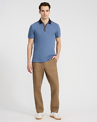 Tipped Contrast Collar Luxe Pique Polo