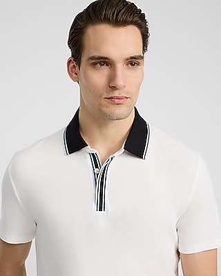 Tipped Contrast Collar Luxe Pique Polo
