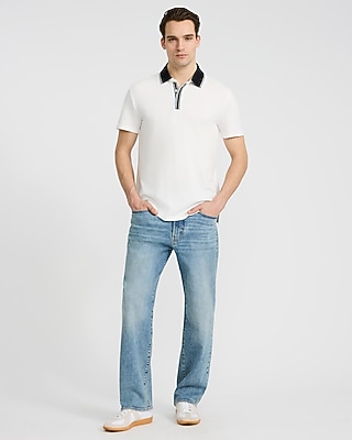 Tipped Contrast Collar Luxe Pique Polo