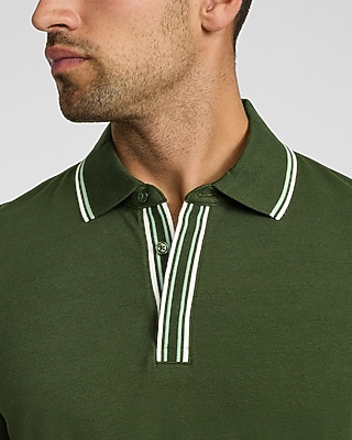 Tipped Contrast Collar Luxe Pique Polo