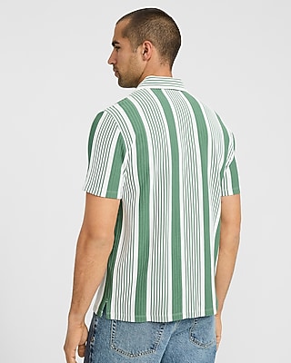 Textured Striped Cotton-Blend Short Sleeve Polo