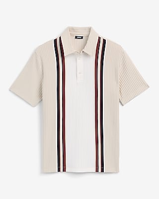 Textured Striped Jacquard Cotton-Blend Polo