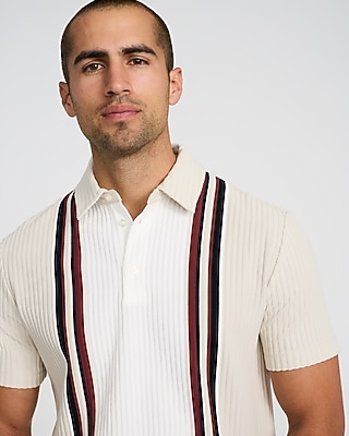 Textured Striped Jacquard Cotton-Blend Polo