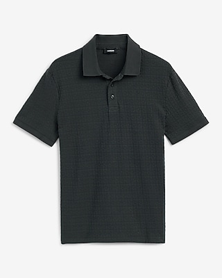 Textured Geo Block Cotton-Blend Polo