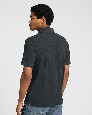 Textured Geo Block Cotton-Blend Polo