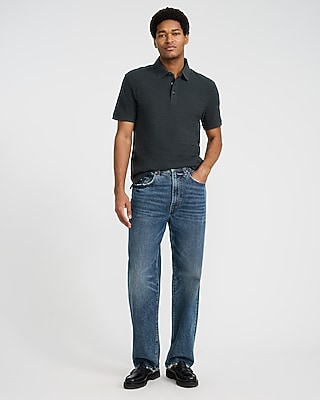 Textured Geo Block Cotton-Blend Polo