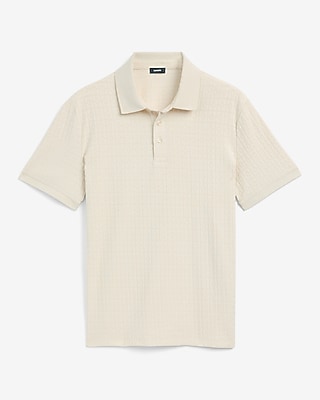 Textured Geo Block Cotton-Blend Polo