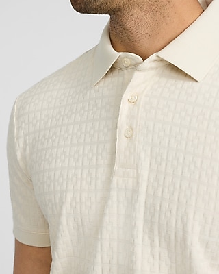 Textured Geo Block Cotton-Blend Polo