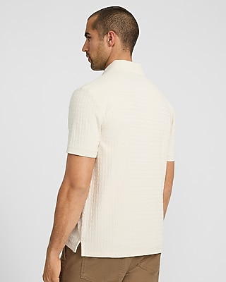 Textured Geo Block Cotton-Blend Polo