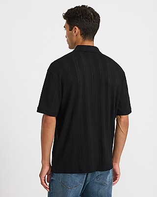 Classic Fit Textured Striped Johnny Collar Polo