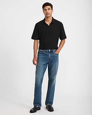Classic Fit Textured Striped Johnny Collar Polo