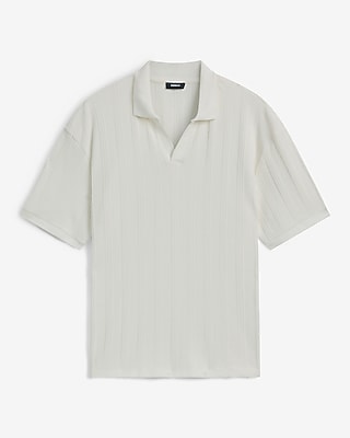 Classic Fit Textured Striped Johnny Collar Polo