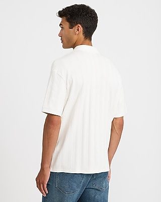 Classic Fit Textured Striped Johnny Collar Polo