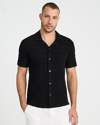 Textured Geo Terry Cloth Polo