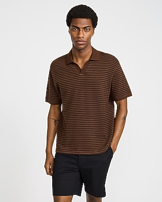 Cotton Mini Square Dot Johnny Collar Sweater Polo | Express