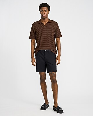 Classic Fit Textured Striped Cotton Johnny Collar Polo