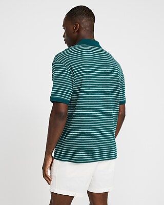 Classic Fit Textured Striped Cotton Johnny Collar Polo - thumbnail 8