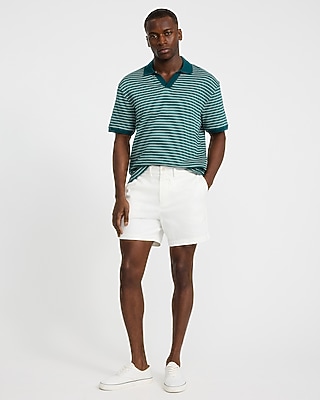 Classic Fit Textured Striped Cotton Johnny Collar Polo - thumbnail 9