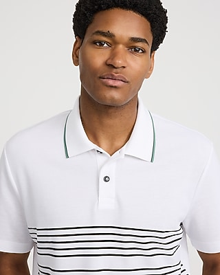 Tipped Striped Pique Everyday Performance Polo
