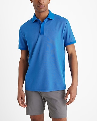 Textured Covered Placket Everyday Performance Polo