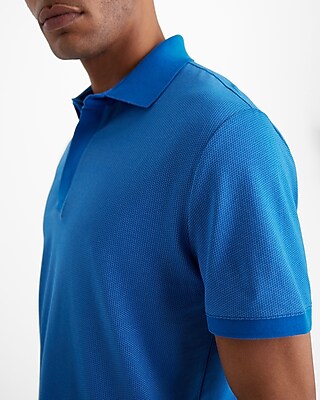 Textured Covered Placket Everyday Performance Polo