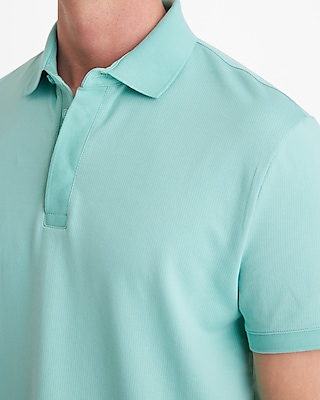 Textured Covered Placket Everyday Performance Polo