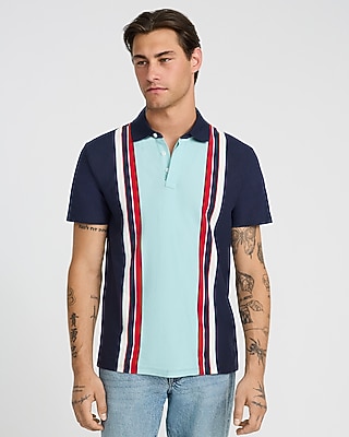 Striped Luxe Pique Polo | Express