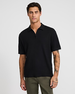 Textured Jacquard Classic Fit Zip Polo