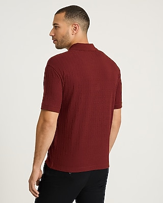 Textured Jacquard Classic Fit Zip Polo