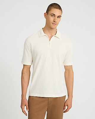 Textured Jacquard Classic Fit Zip Polo - thumbnail 10
