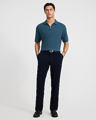 Textured Jacquard Classic Fit Zip Polo - thumbnail 8