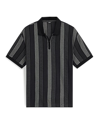 Striped Classic Fit Luxe Pique Zip Polo | Express