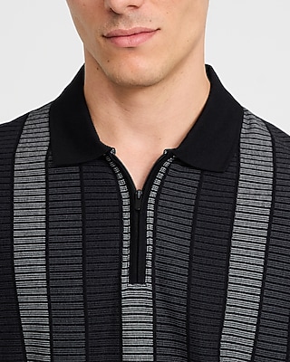 Striped Classic Fit Luxe Pique Zip Polo | Express