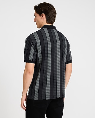 Striped Classic Fit Luxe Pique Zip Polo | Express