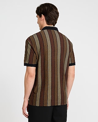 Striped Classic Fit Luxe Pique Zip Polo