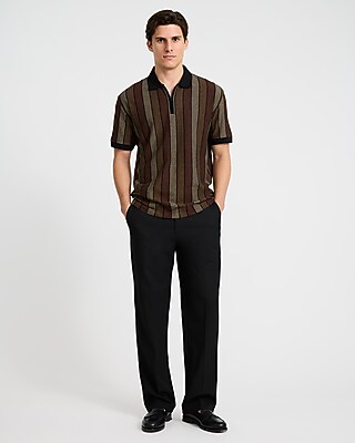 Striped Classic Fit Luxe Pique Zip Polo