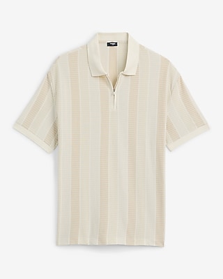Striped Classic Fit Luxe Pique Zip Polo