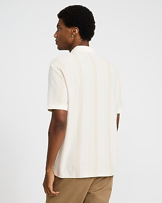 Striped Classic Fit Luxe Pique Zip Polo