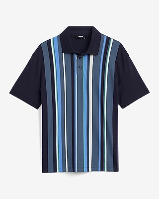Classic Fit Striped Short Sleeve Luxe Pique Polo