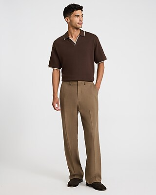 Classic Fit Tipped Textured Johnny Collar Polo
