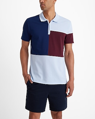 Horizontal Color Blocked Perfect Pima Cotton Pique Polo